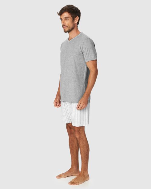 Pijama Masculino Camiseta Decote V Em Malha Viscose Stretch