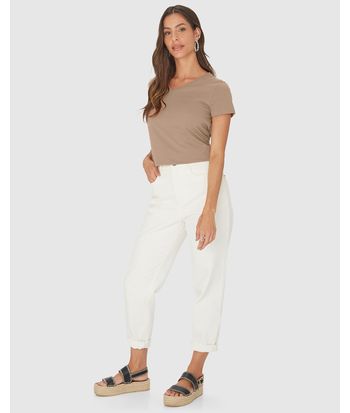Blusa Básica Feminina Decote V Em Algodão