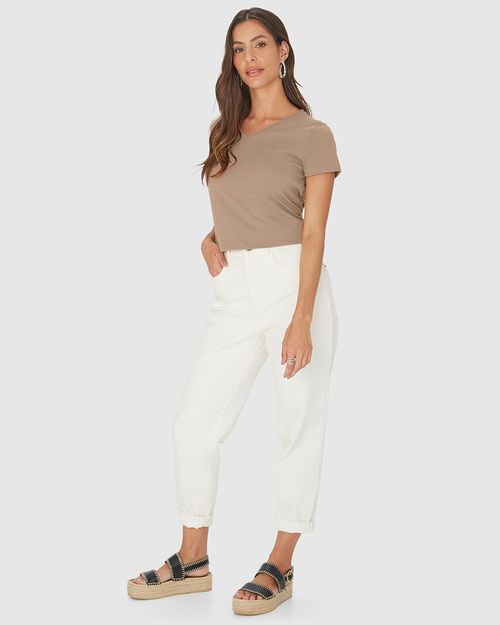 Blusa Básica Feminina Decote V Em Algodão