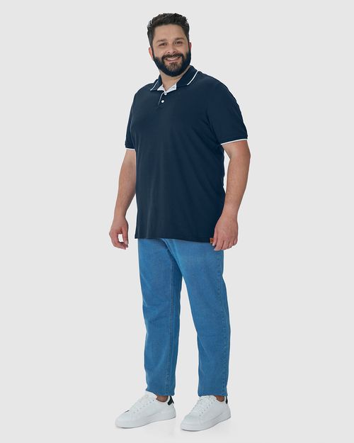 Camisa Polo Masculina Plus Size Em Piquet Stretch
