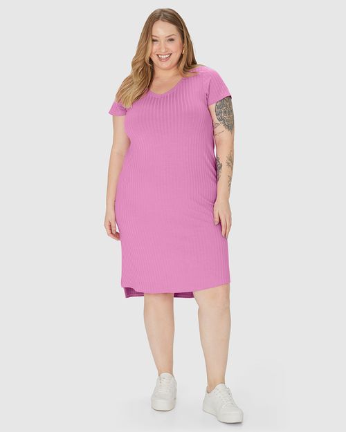 Vestido Feminino Plus Size Mullet Em Canelado De Viscose