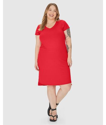 Vestido Feminino Plus Size Mullet Em Canelado De Viscose