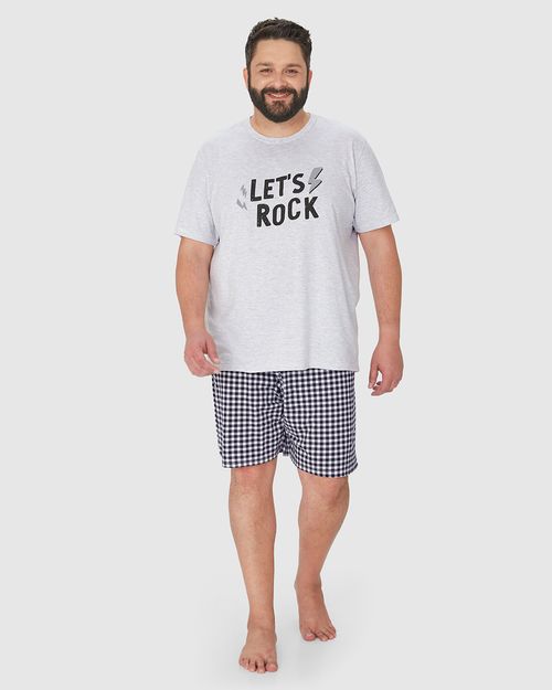 Pijama Masculino Plus Size Let's Rock Em Algodão