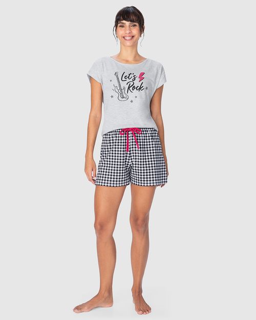 Pijama Feminino Let's Rock Em Algodão