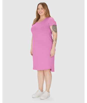 Vestido Feminino Plus Size Mullet Em Canelado De Viscose