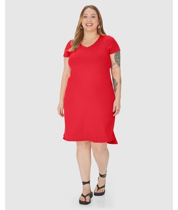 Vestido Feminino Plus Size Mullet Em Canelado De Viscose