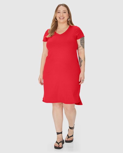 Vestido Feminino Plus Size Mullet Em Canelado De Viscose