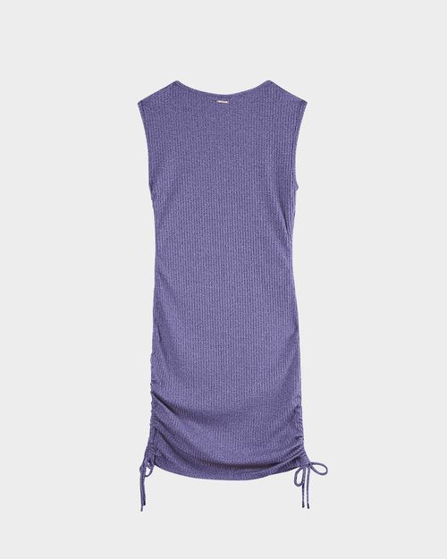 Vestido Feminino Com Lateral Ajustável Em Malha Canelada Rajada - ENFIM