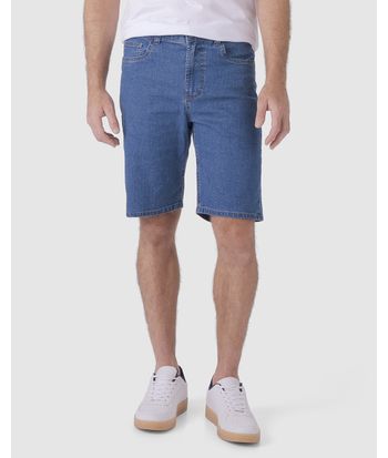 Bermuda Masculina Tradicional Cintura Média Em Jeans Com Elastano
