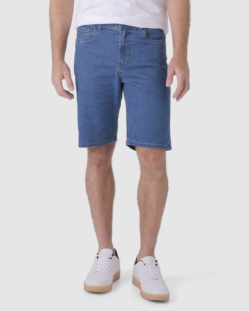 Bermuda Masculina Tradicional Cintura Média Em Jeans Com Elastano