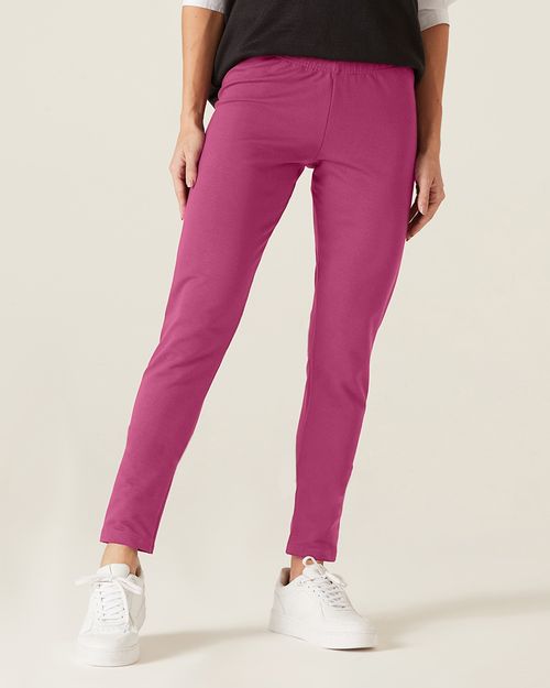 Calça Legging Básica Feminina Em Moletom Stretch Flanelado