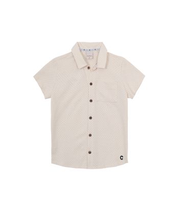 Camisa Menino Manga Curta Bolso Frontal Em Piquet Losango - Carinhoso