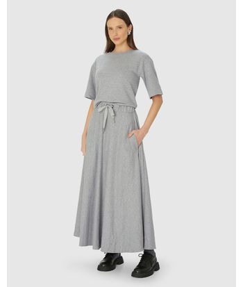 Saia Midi Feminina Evasê Bolso Lateral - Abrace O Futuro