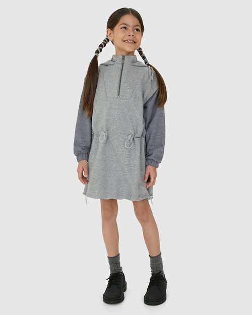 Vestido Infantil Com Manga Removível Moletom - Abrace O Futuro Malwee Kids