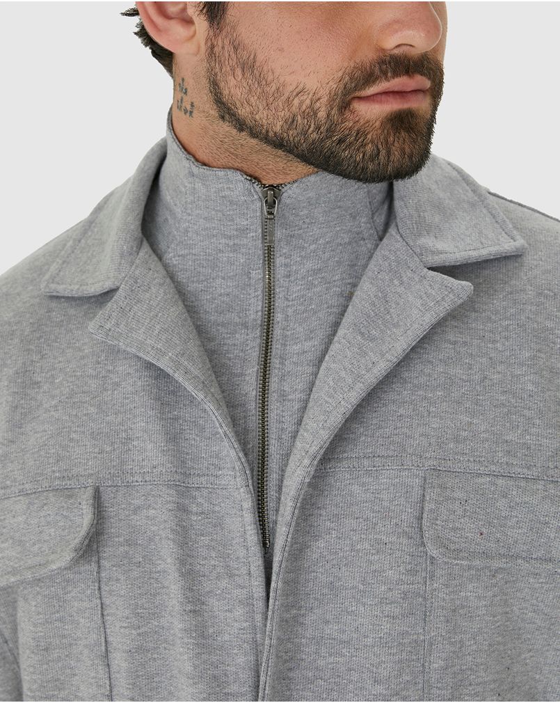 Blazer Masculino Lapela Frontal Moletom - Abrace O Futuro CINZA