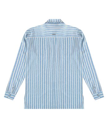 Camisa Feminina Listrada Bolso Peitoral Em Viscose - ENFIM