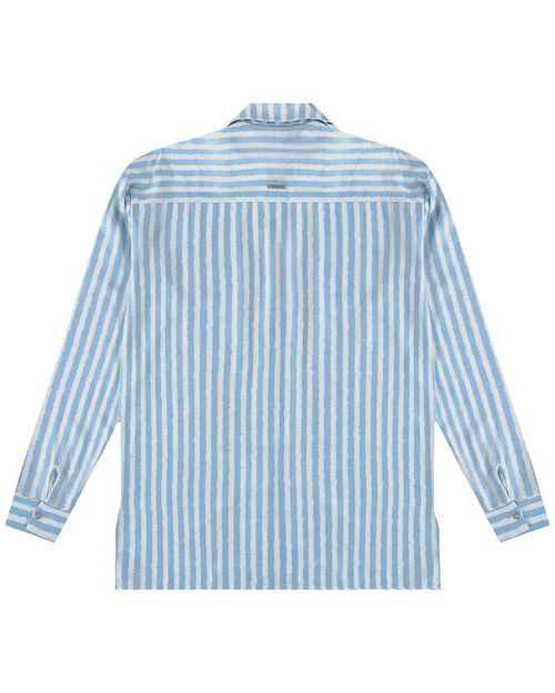 Camisa Feminina Listrada Bolso Peitoral Em Viscose - ENFIM
