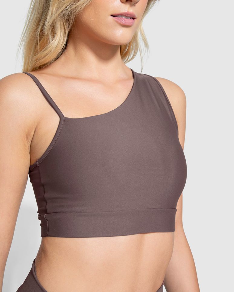 Top Strappy Esportivo Alça Assimétrica Em Malha Dry E Proteção UV50+ - ENFIM
