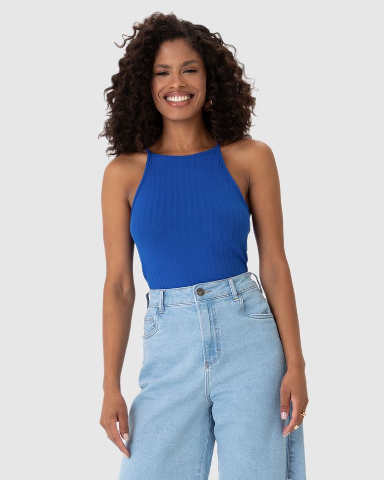 Regata Básica Feminina Nadador Em Canelado de Viscose