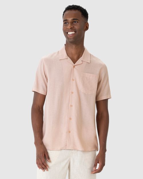 Camisa Masculina Manga Curta Bolso Peitoral Em Viscolinho