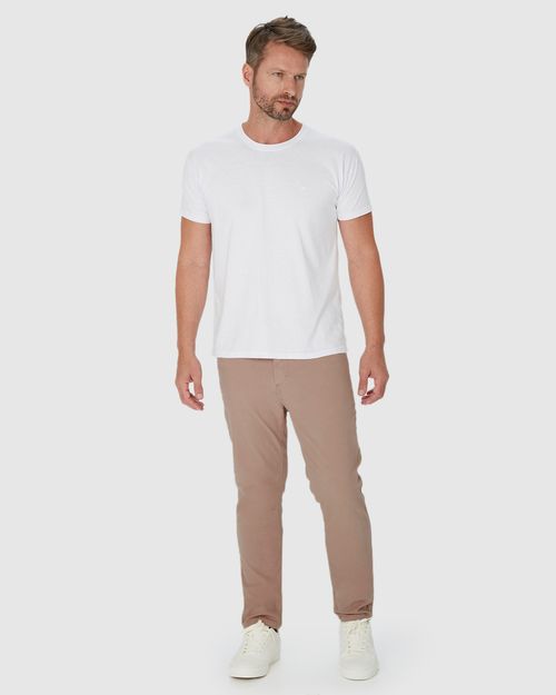 Calça Masculina Slim Cintura Média Em Sarja Com Elastano