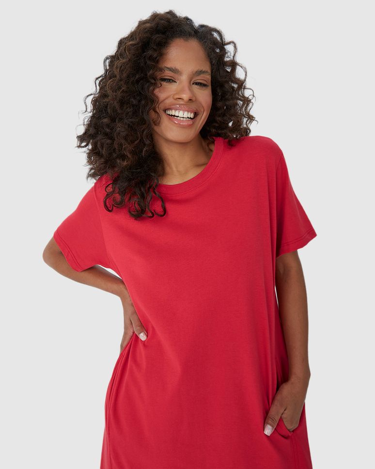 Vestido Midi Feminino Bolso Frontal Em Malha Comfy Touch