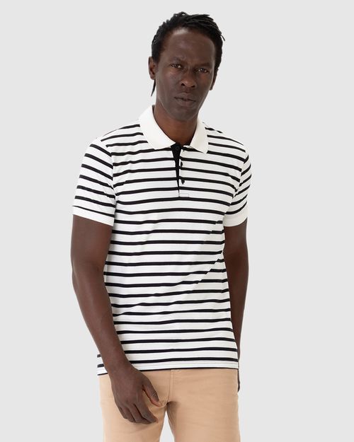 Camisa Polo Masculina Em Malha Listrada