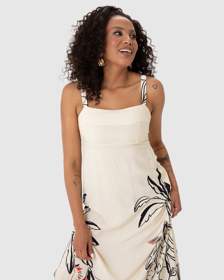 Vestido Longo Feminino Estampa Digital Em Viscose