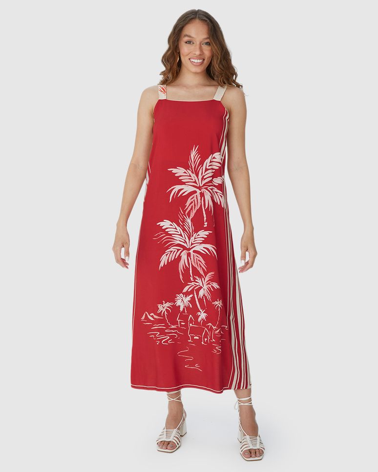 Vestido Midi Feminino Estampa Dupla Face Em Viscose