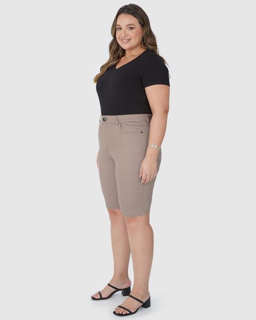 Bermuda Feminina Plus Size Ciclista Em Flex Jeans