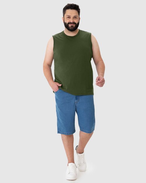 Regata Básica Masculina Plus Size Cava Ajustada Em Algodão