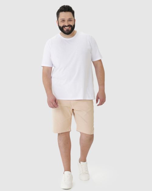 Bermuda Masculina Plus Size Slim Cintura Média Em Sarja Com Elastano
