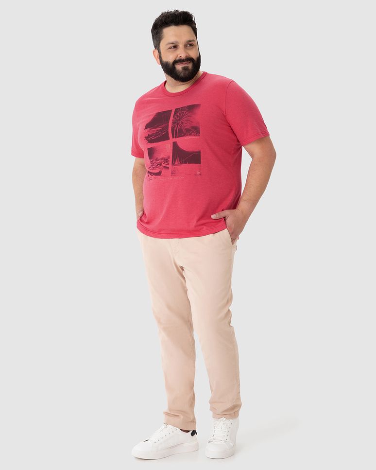 Camiseta Masculina Plus Size Moonlight Em Malha Mesclada