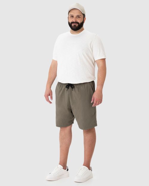 Shorts Masculino Plus Size Slim Em Algodão Sarjado