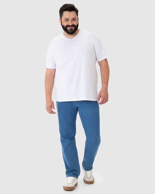 Calça Masculina Plus Size Slim Cintura Média Em Flex Jeans