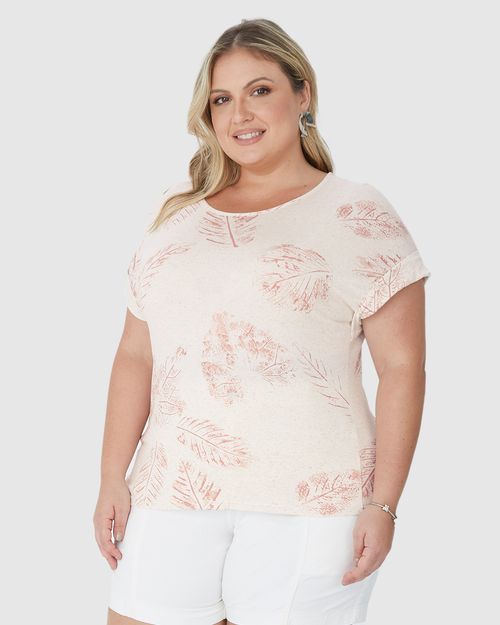 Blusa Feminina Plus Size Ampla Estampada Em Malha Viscolinho Stretch