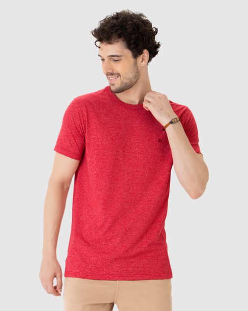 Camiseta Básica Masculina Bordada Em Malha Rajada