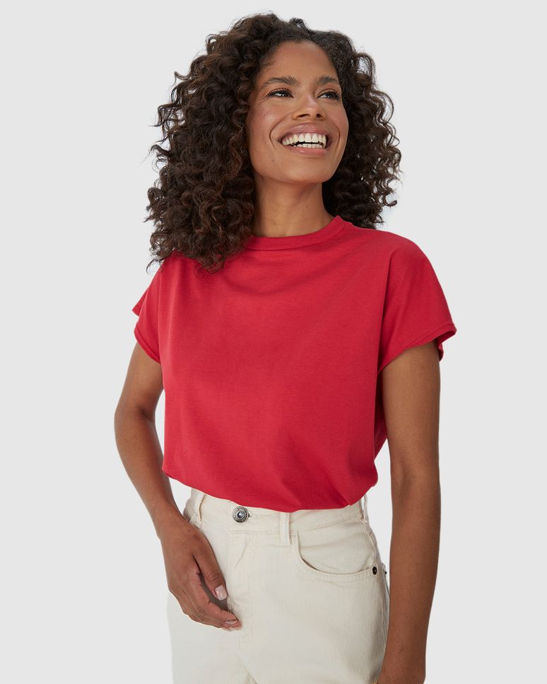 Blusa Básica Feminina Manga Curta Sem Cavas Em Malha Algodão Comfy