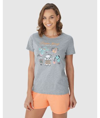 Pijama Feminino Blusa Estampa Simple Things Em Algodão