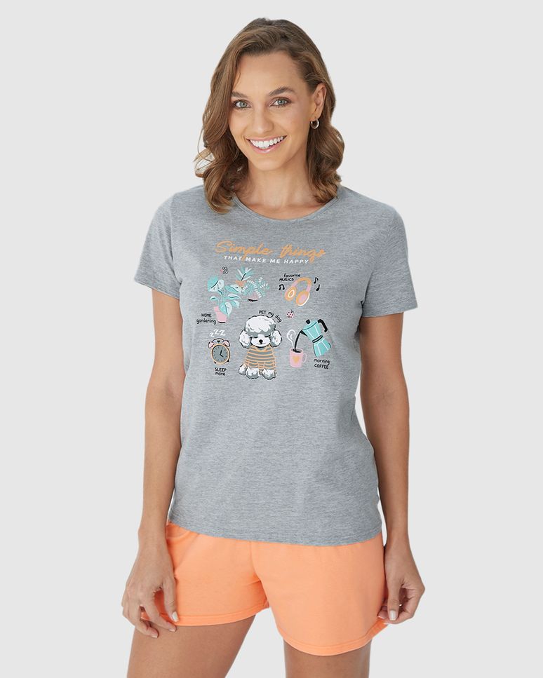 Pijama Feminino Blusa Estampa Simple Things Em Algodão