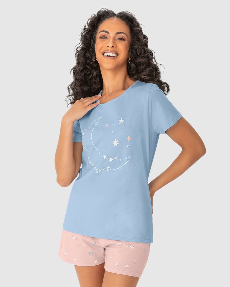 Pijama Feminino Blusa Sweet Night Em Algodão