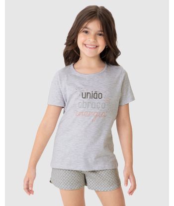 Pijama Infantil Menina União Abraço Energia Em Algodão Malwee Kids