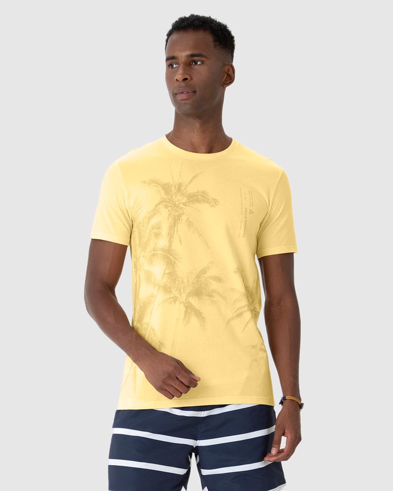 Camiseta Masculina Slim Estampada Em Algodão