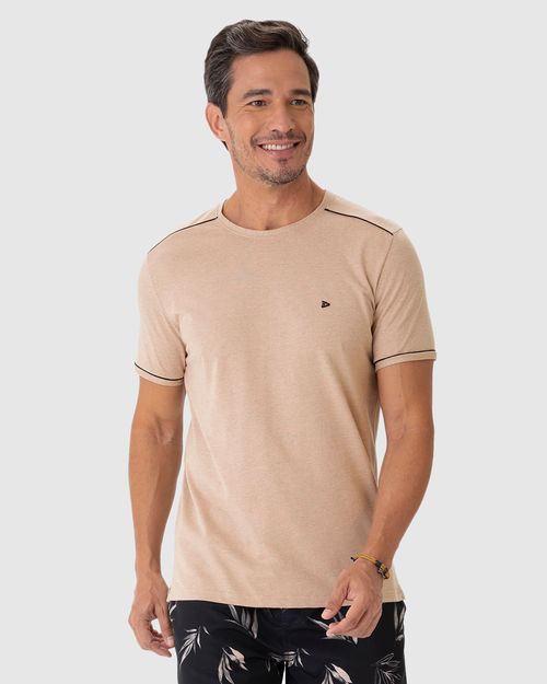 Camiseta Masculina Bordado Frontal Em Malha Texturizada