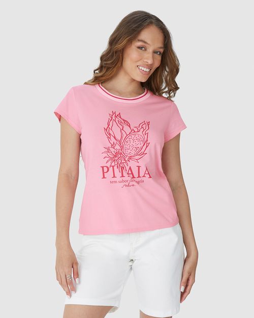 Camiseta Feminina Estampa Pitaia Em Algodão