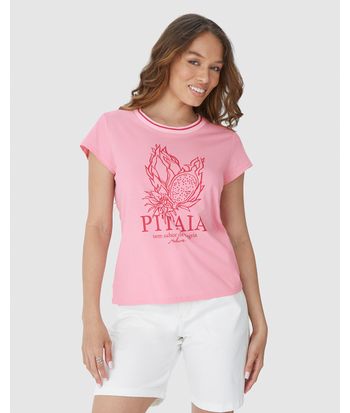 Camiseta Feminina Estampa Pitaia Em Algodão