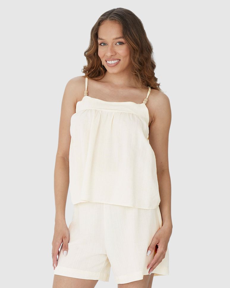 Regata Bata Feminina Amarração Costas Em Viscolinho Texturizado