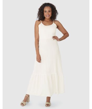 Vestido Longo Feminino Com Amarração Nas Costas Em Viscolinho
