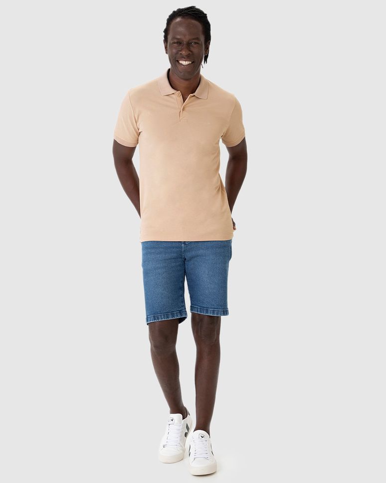 Camisa Polo Regular Masculina Em Piquet Stretch