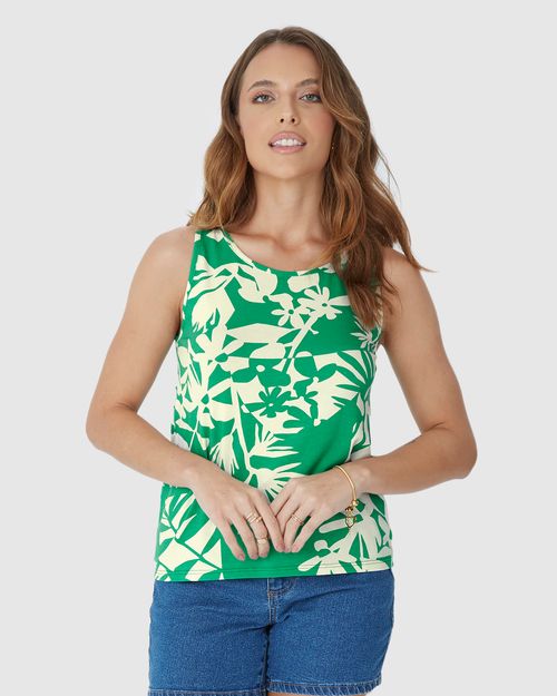 Regata Feminina Mullet Estampada Em Viscose Stretch